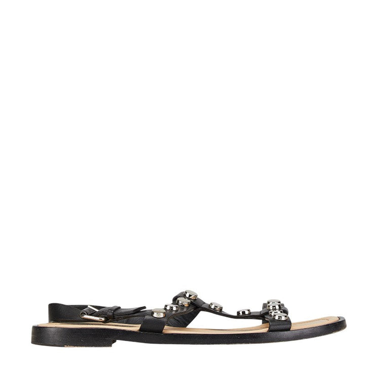 Top Quality Balenciaga Studded Strap Sandals Leather Black