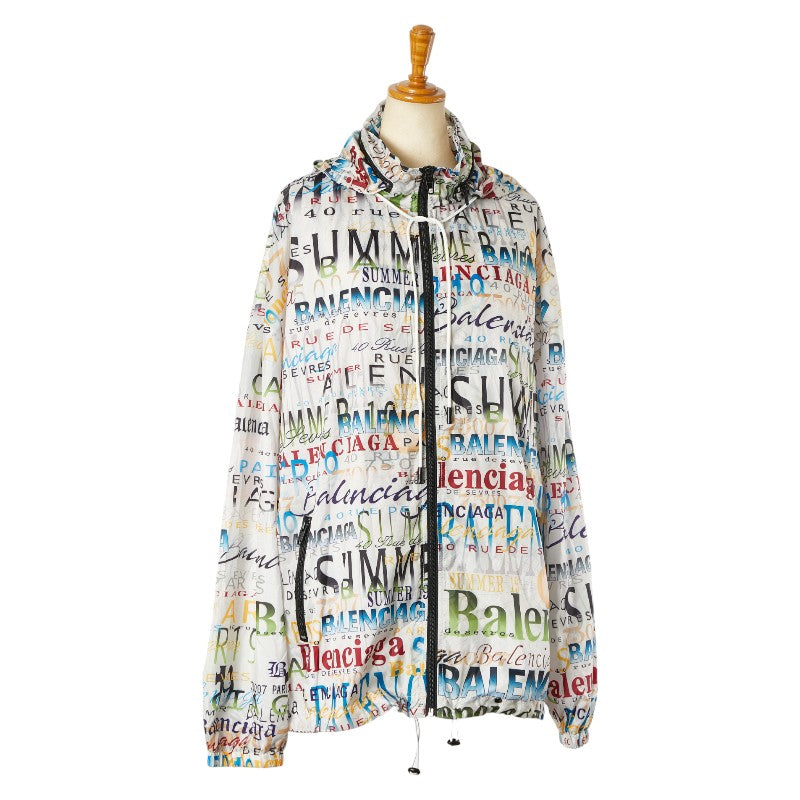 Top Quality Balenciaga Logo Zip-Up Hoodie White Multicolor