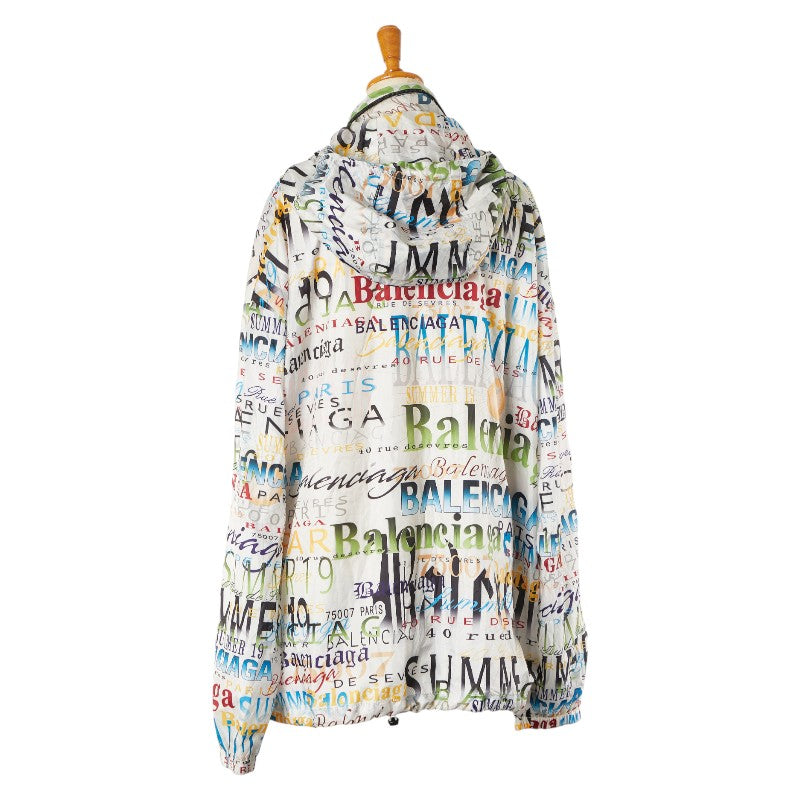 Top Quality Balenciaga Logo Zip-Up Hoodie White Multicolor