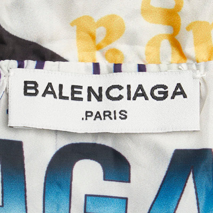 Top Quality Balenciaga Logo Zip-Up Hoodie White Multicolor