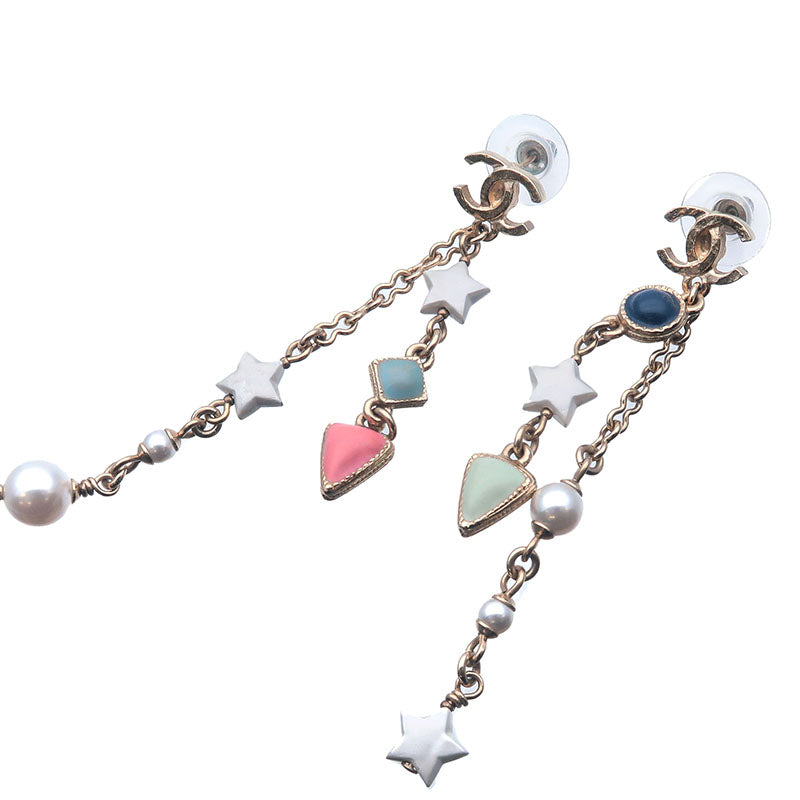 Top Quality Chanel CoCo Mark Drop Earrings Imitation Pearl Champagne Gold A19P