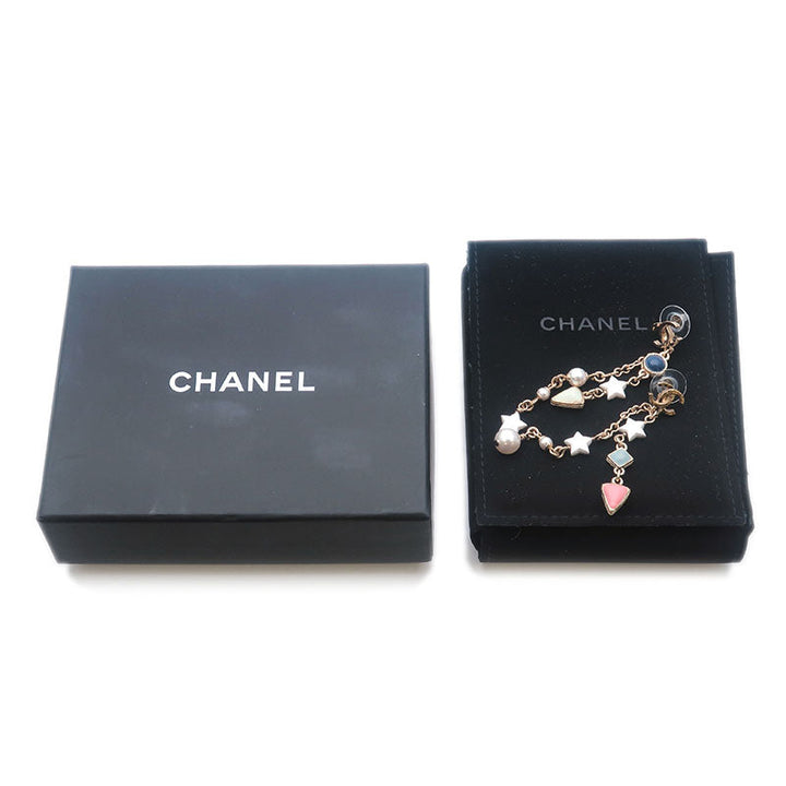 Top Quality Chanel CoCo Mark Drop Earrings Imitation Pearl Champagne Gold A19P