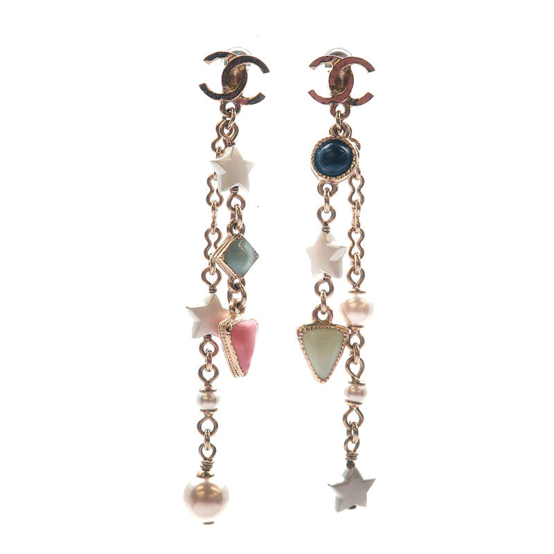 Top Quality Chanel CoCo Mark Drop Earrings Imitation Pearl Champagne Gold A19P