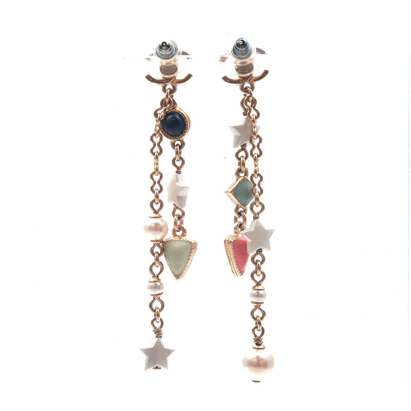 Top Quality Chanel CoCo Mark Drop Earrings Imitation Pearl Champagne Gold A19P