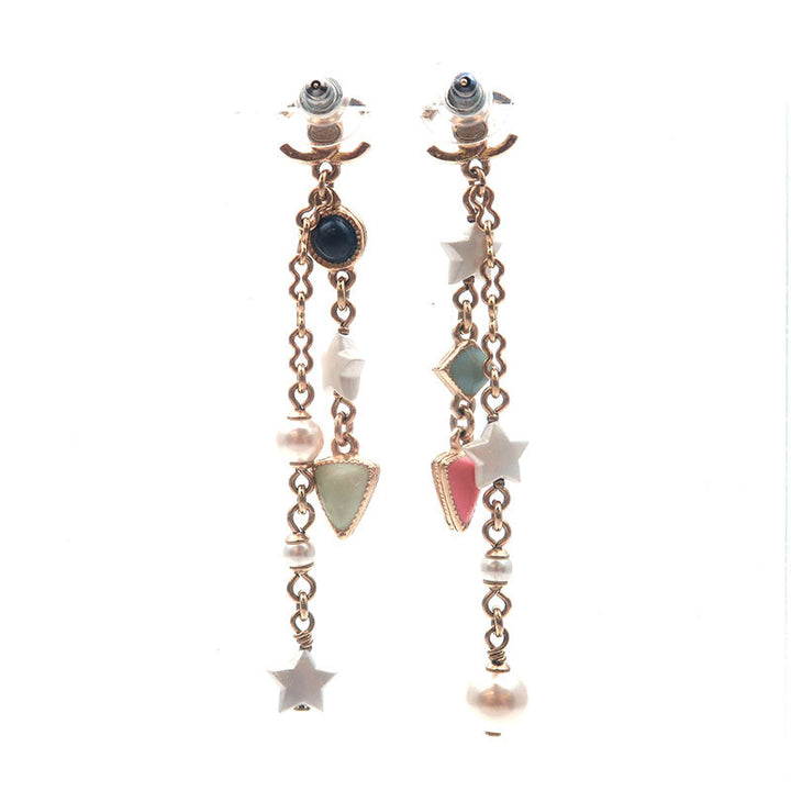 Top Quality Chanel CoCo Mark Drop Earrings Imitation Pearl Champagne Gold A19P