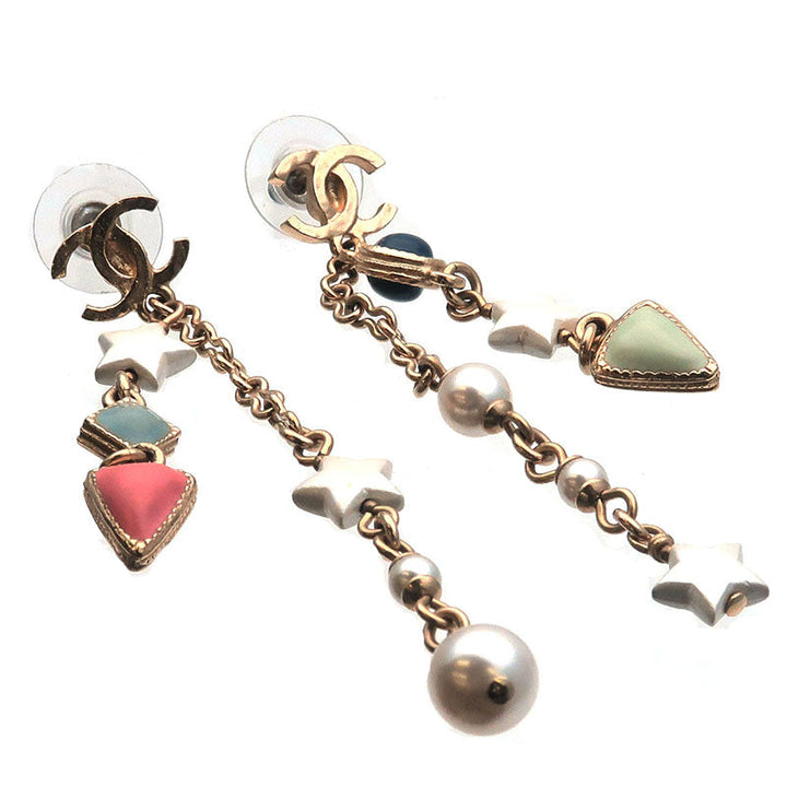 Top Quality Chanel CoCo Mark Drop Earrings Imitation Pearl Champagne Gold A19P