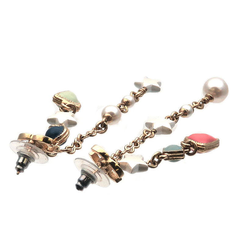 Top Quality Chanel CoCo Mark Drop Earrings Imitation Pearl Champagne Gold A19P