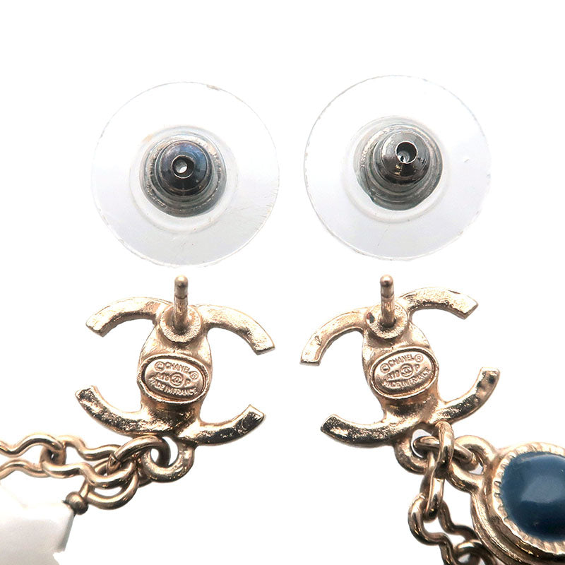Top Quality Chanel CoCo Mark Drop Earrings Imitation Pearl Champagne Gold A19P