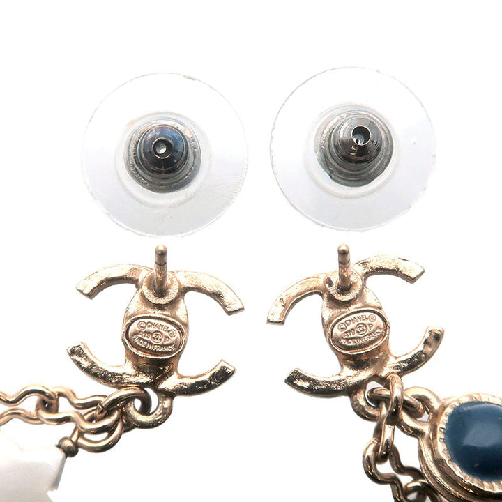 Top Quality Chanel CoCo Mark Drop Earrings Imitation Pearl Champagne Gold A19P
