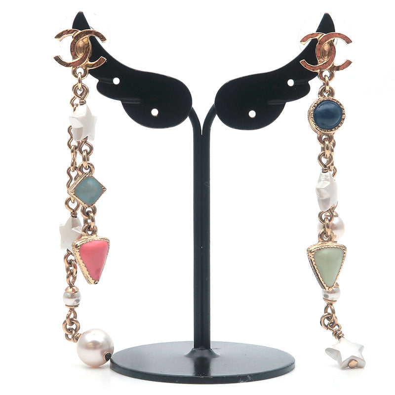 Top Quality Chanel CoCo Mark Drop Earrings Imitation Pearl Champagne Gold A19P