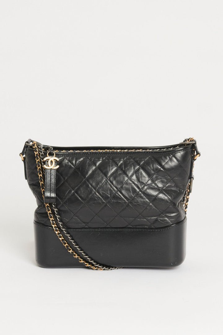 Black Leather Medium Chanel Gabrielle Bag