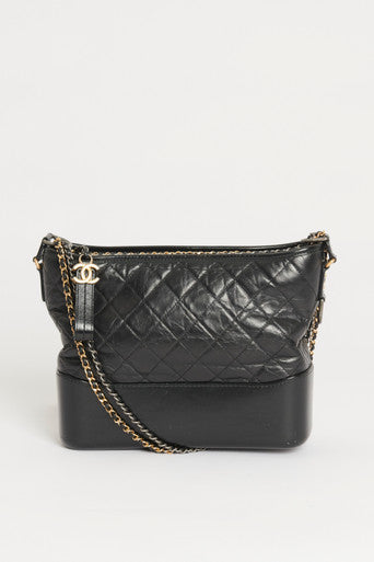 Black Leather Medium Chanel Gabrielle Bag
