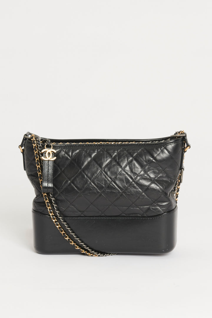 Black Leather Medium Chanel Gabrielle Bag