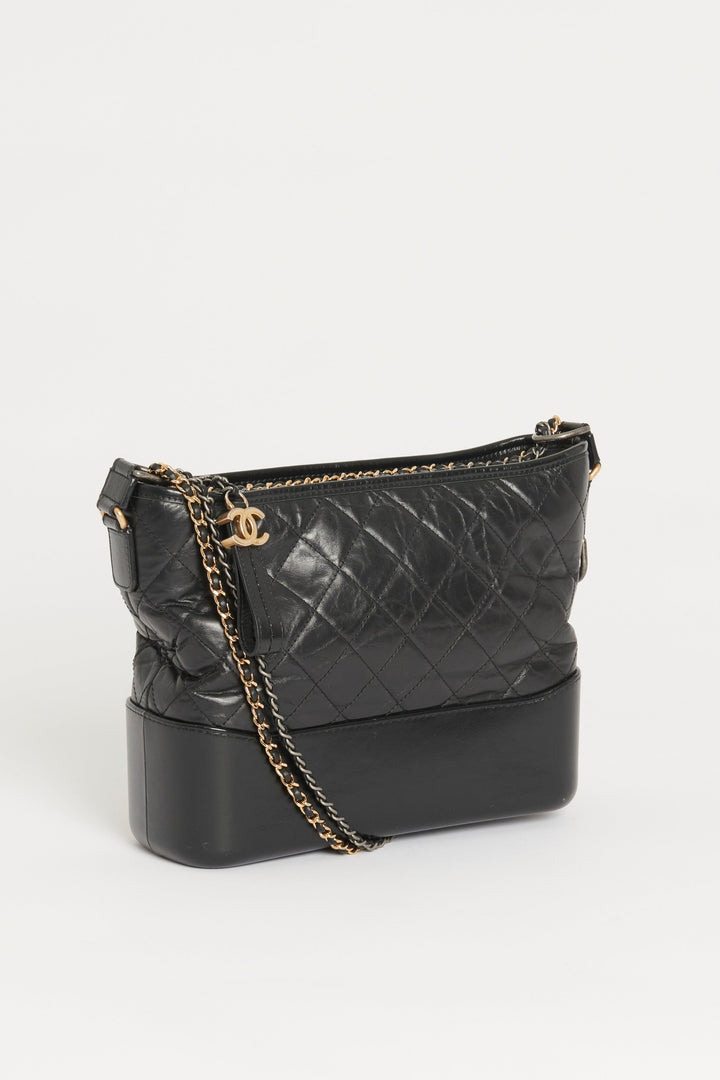 Black Leather Medium Chanel Gabrielle Bag