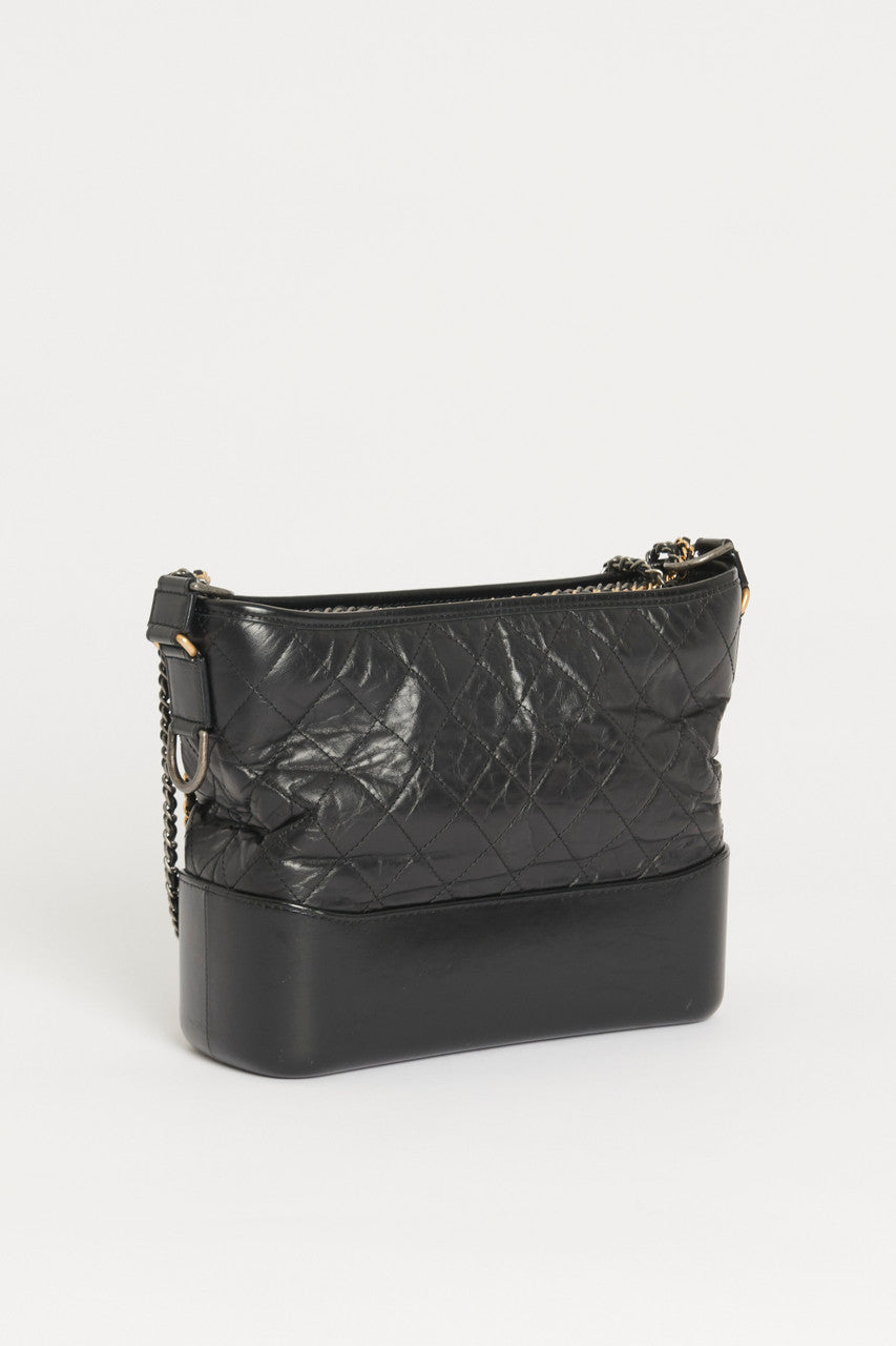 Black Leather Medium Chanel Gabrielle Bag