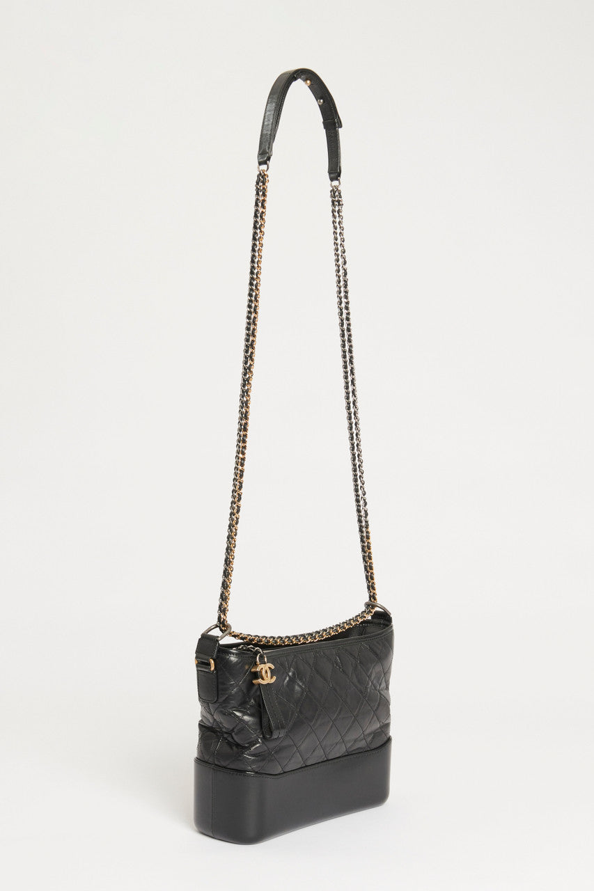 Black Leather Medium Chanel Gabrielle Bag