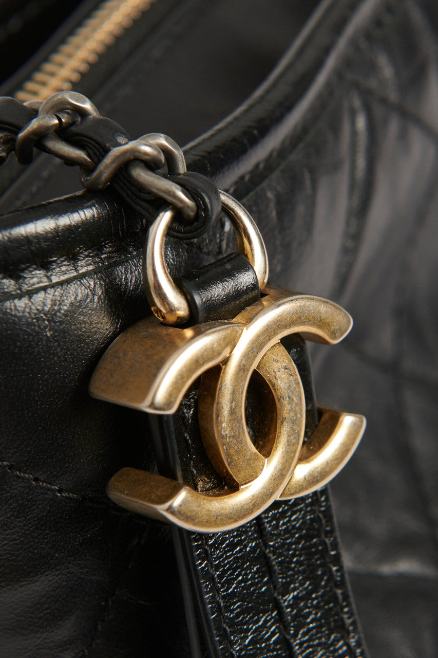 Black Leather Medium Chanel Gabrielle Bag