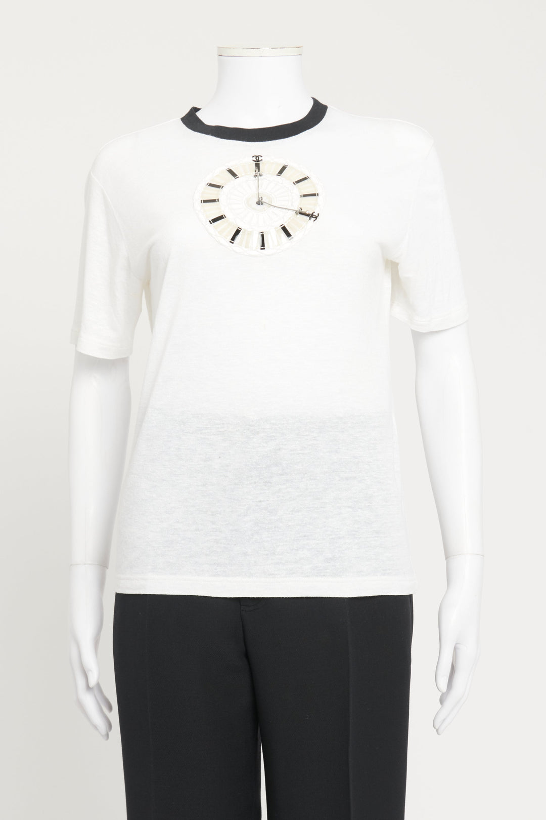 2020 Ivory Clock-Motif Chanel T-Shirt