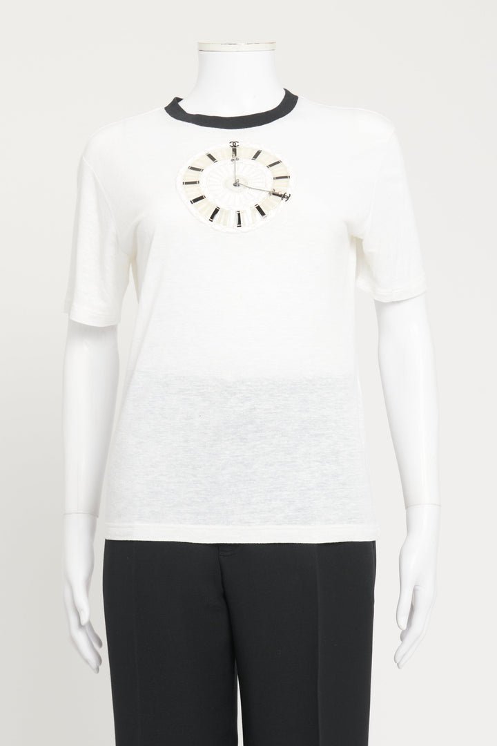 2020 Ivory Clock-Motif Chanel T-Shirt