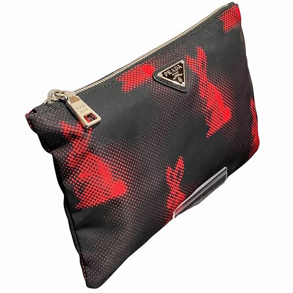 Prada Nylon Rabbit Print Pouch