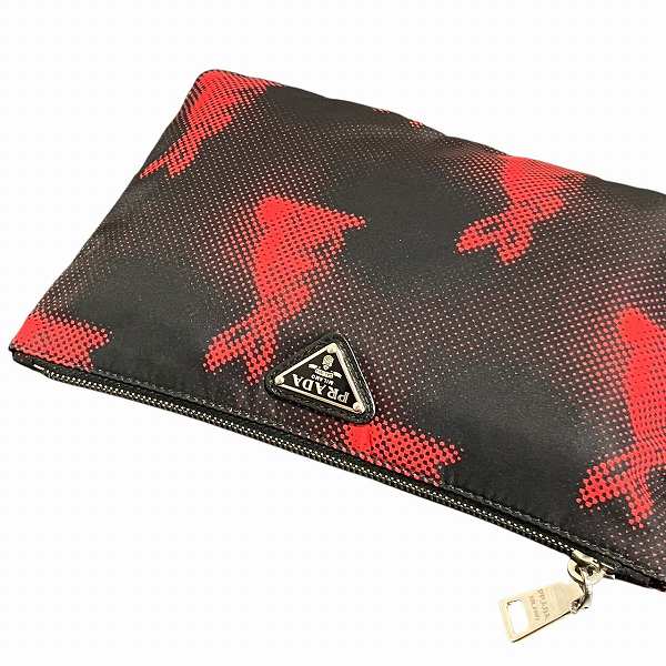 Prada Nylon Rabbit Print Pouch