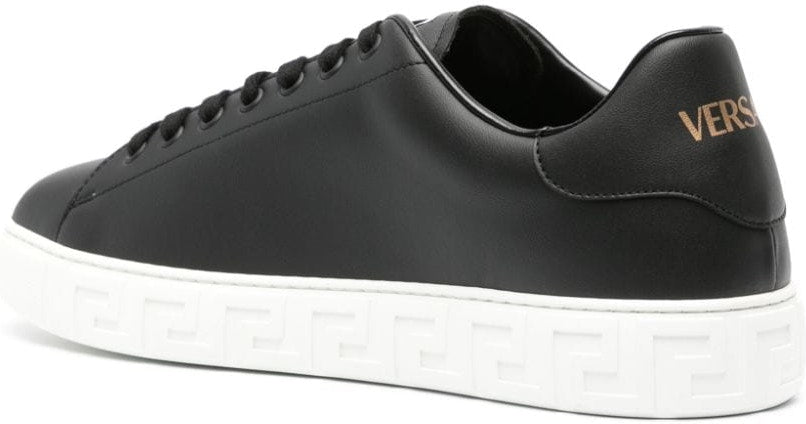VERSACE GRECA FAUX LEATHER SNEAKERS