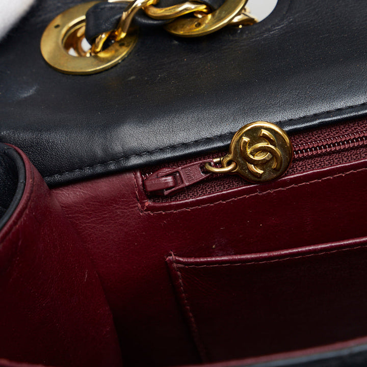 Top Quality Chanel Deca Flap Shoulder Bag Black Lambskin Ladies