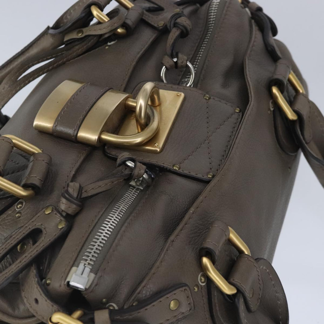 Chloe Paddington Hand Bag Leather Brown Gold 102803