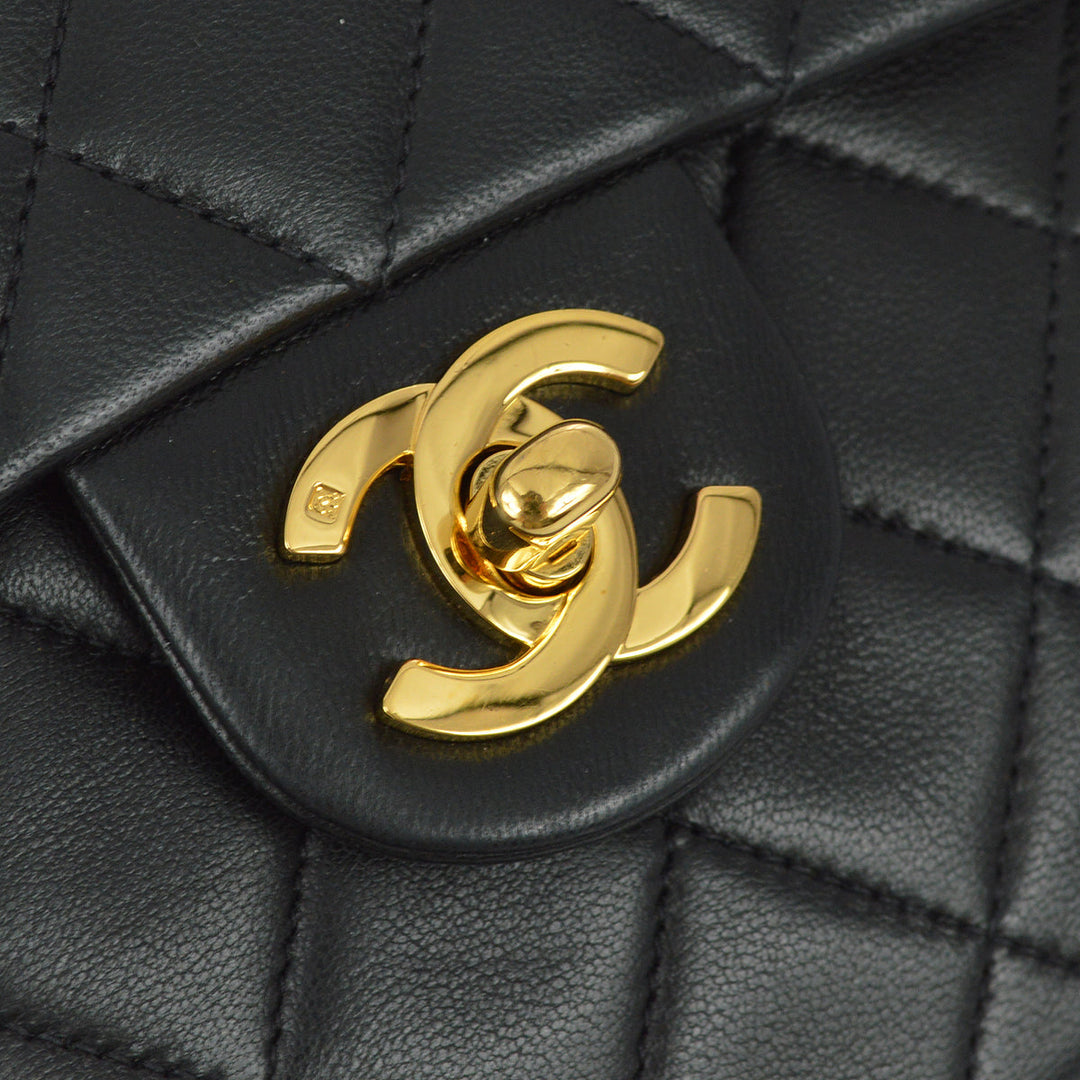 Top Quality Chanel 1991-1994 Black Lambskin Mini Classic Square Flap Bag 17