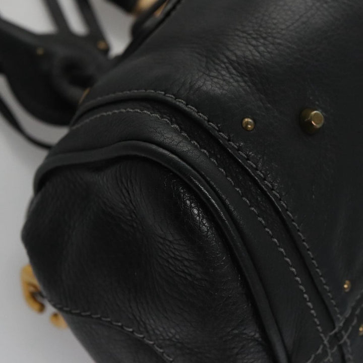 Chloe Paddington Hand Bag Leather Black Gold Silver 103863