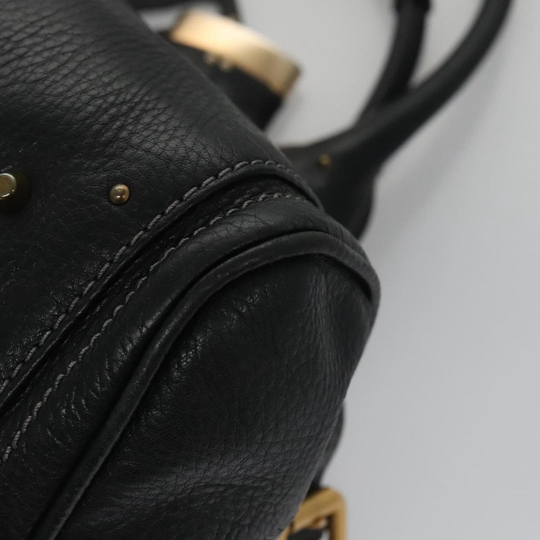 Chloe Paddington Hand Bag Leather Black Gold Silver 103863