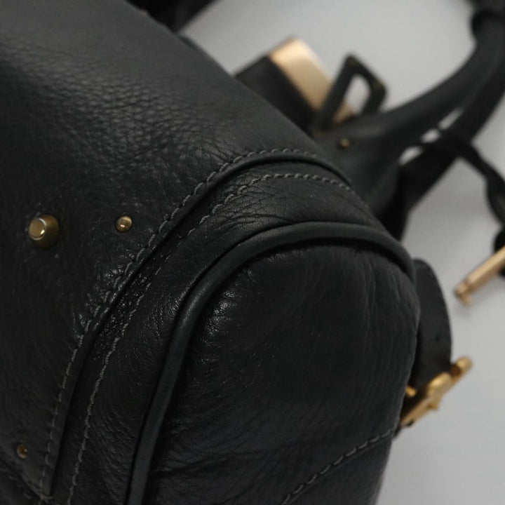 Chloe Paddington Hand Bag Leather Black Gold Silver 103863