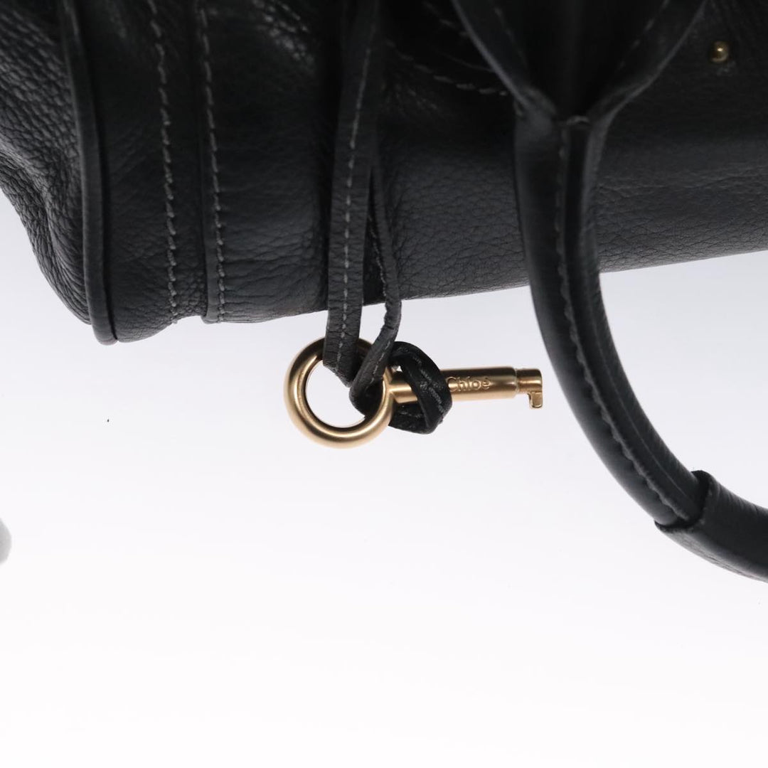 Chloe Paddington Hand Bag Leather Black Gold Silver 103863