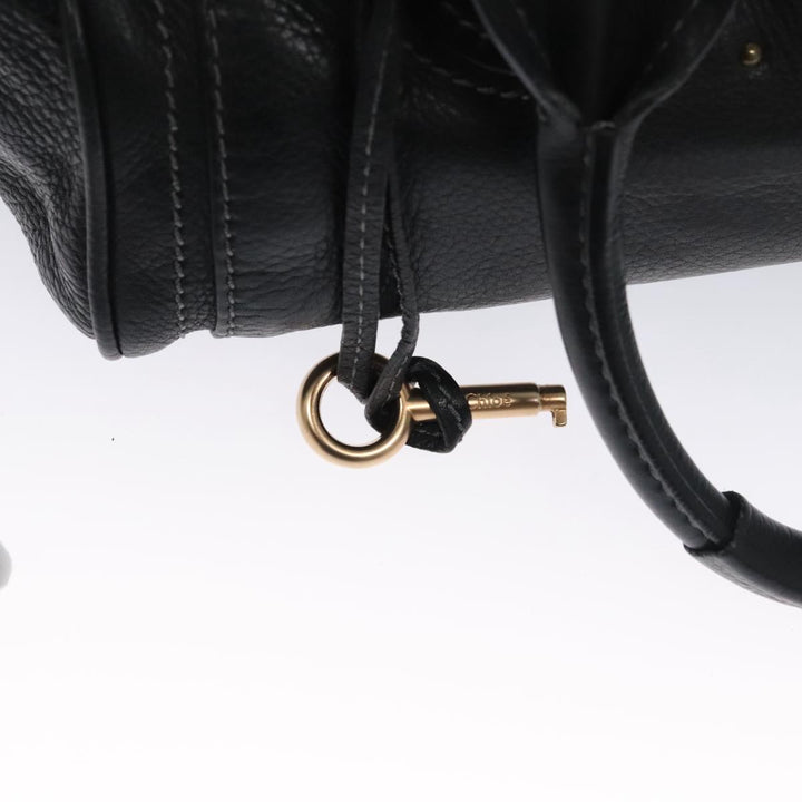 Chloe Paddington Hand Bag Leather Black Gold Silver 103863