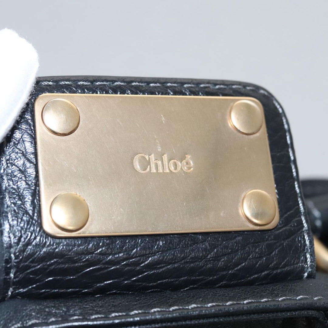 Chloe Paddington Hand Bag Leather Black Gold Silver 103863