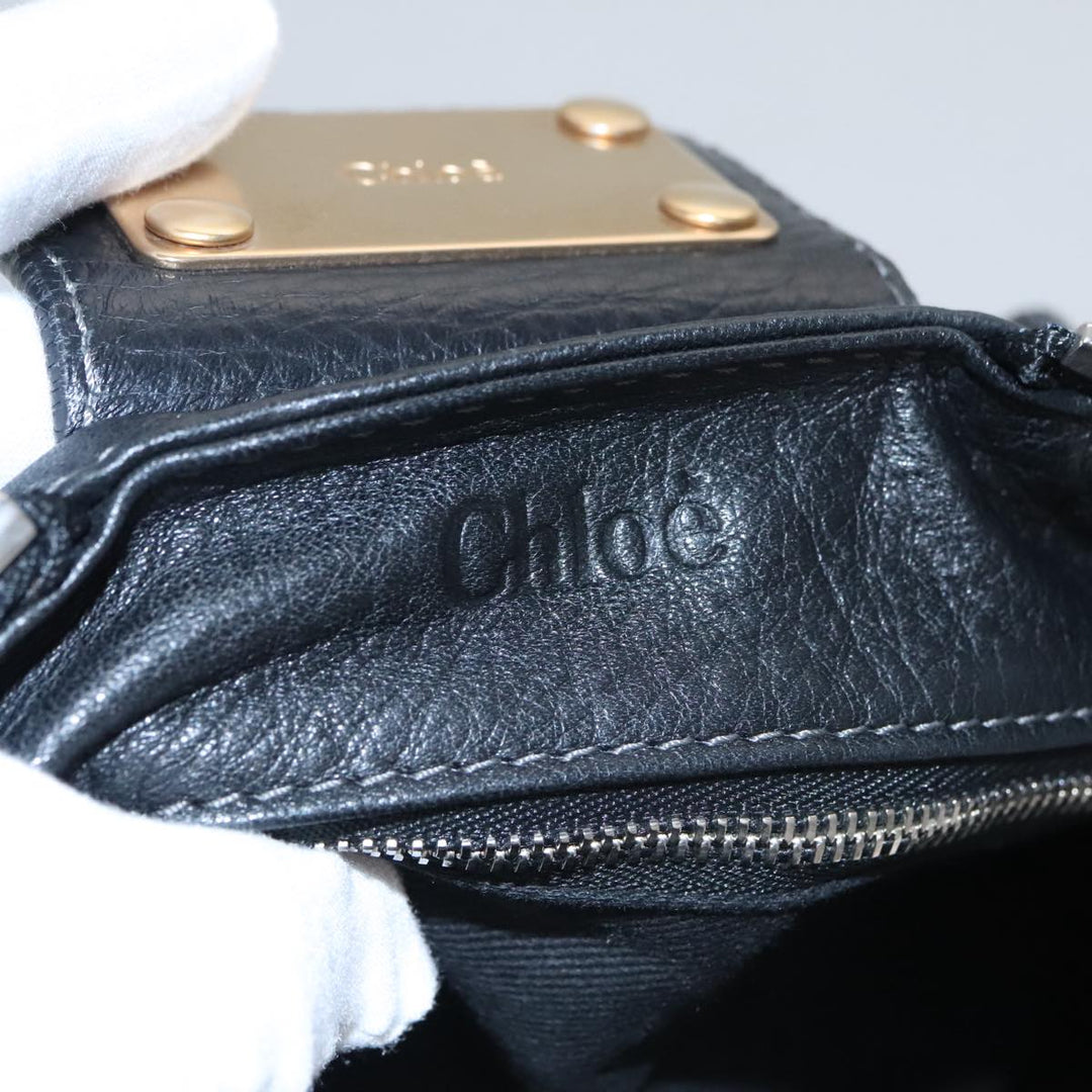 Chloe Paddington Hand Bag Leather Black Gold Silver 103863