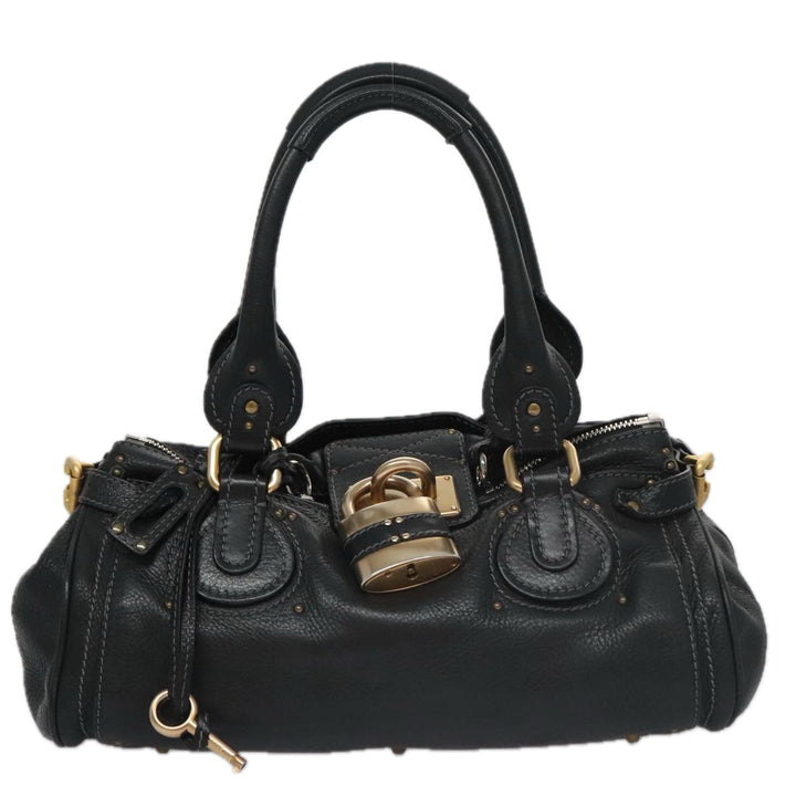 Chloe Paddington Hand Bag Leather Black Gold Silver 103863