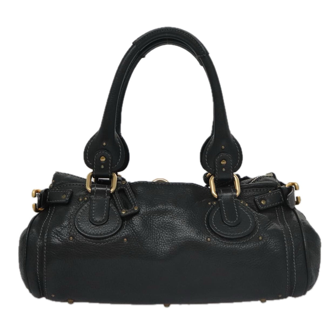 Chloe Paddington Hand Bag Leather Black Gold Silver 103863