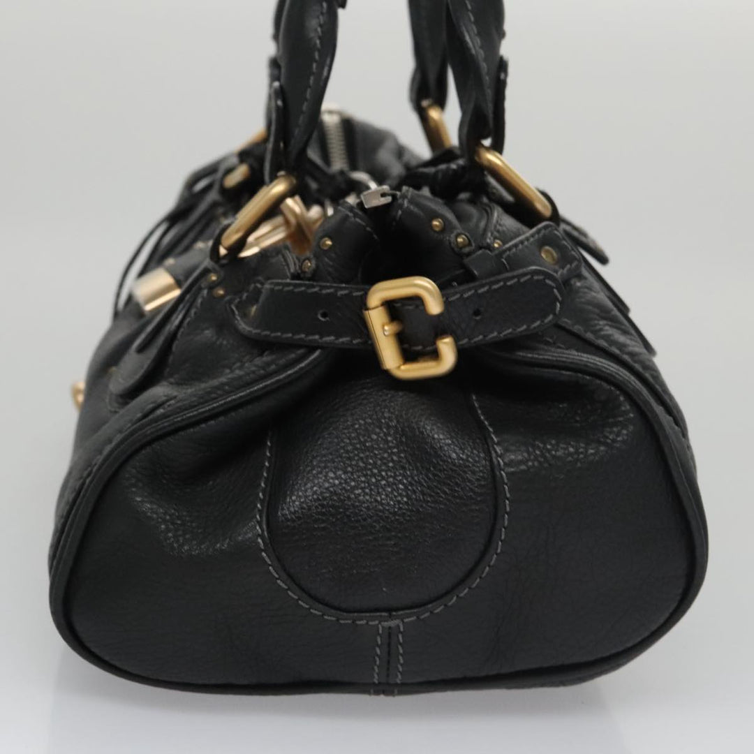 Chloe Paddington Hand Bag Leather Black Gold Silver 103863