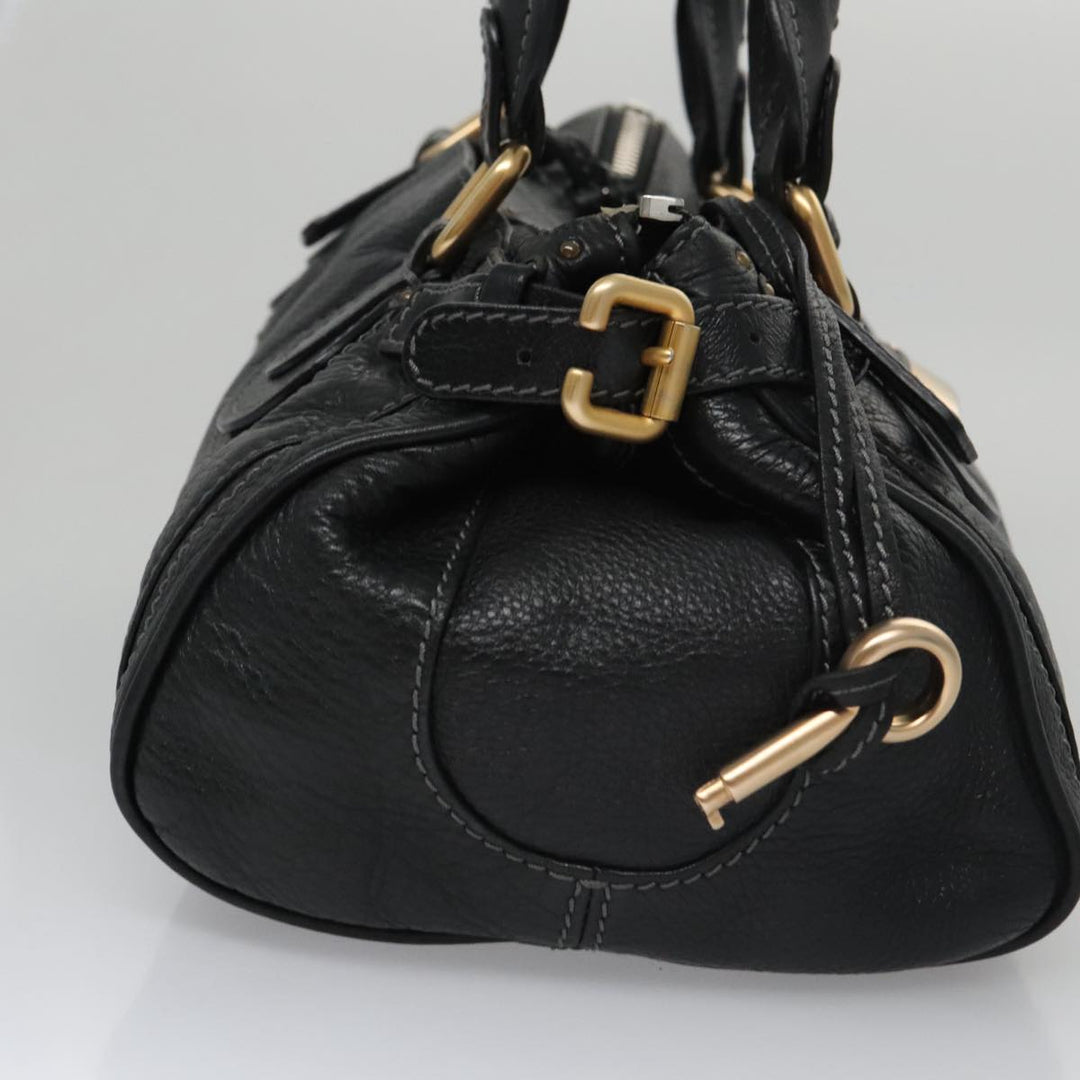 Chloe Paddington Hand Bag Leather Black Gold Silver 103863
