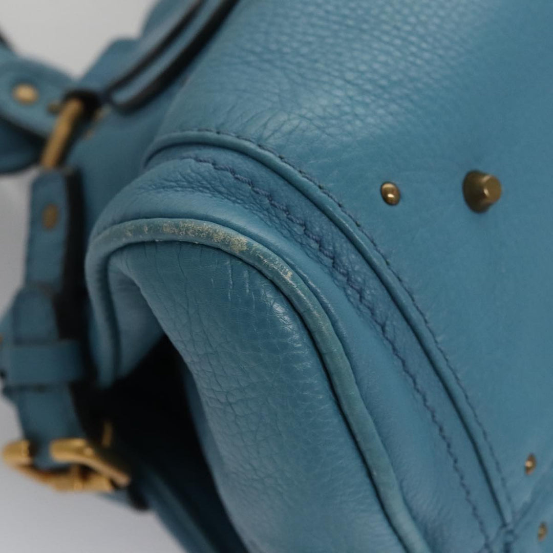 Chloe Paddington Hand Bag Leather Blue Gold Silver 103864