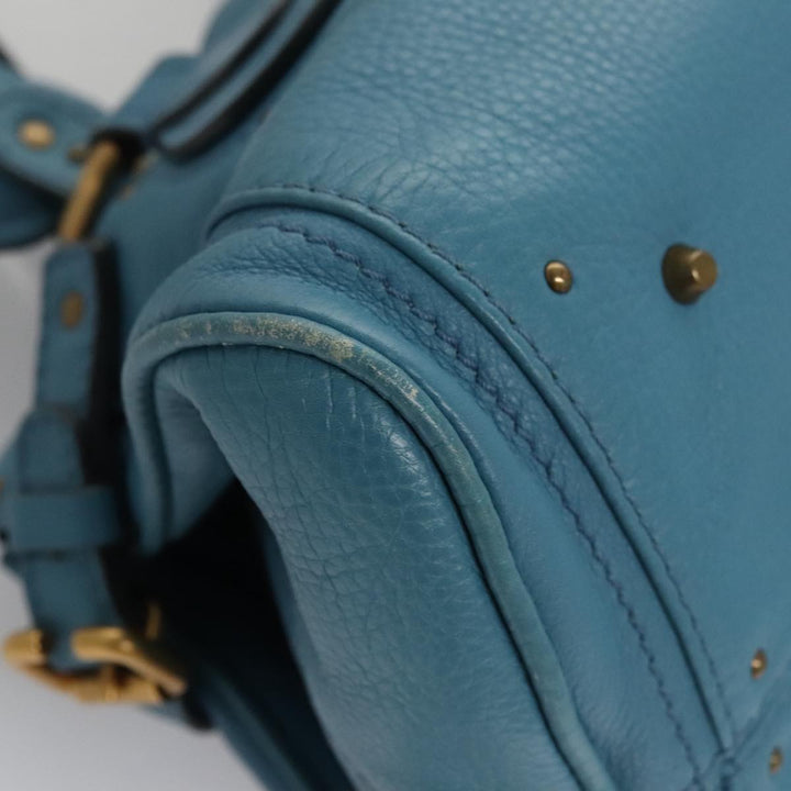 Chloe Paddington Hand Bag Leather Blue Gold Silver 103864
