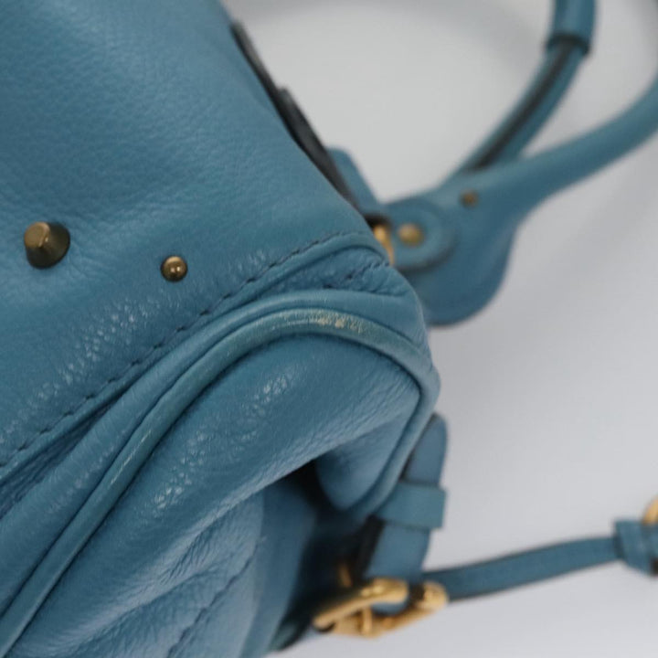 Chloe Paddington Hand Bag Leather Blue Gold Silver 103864