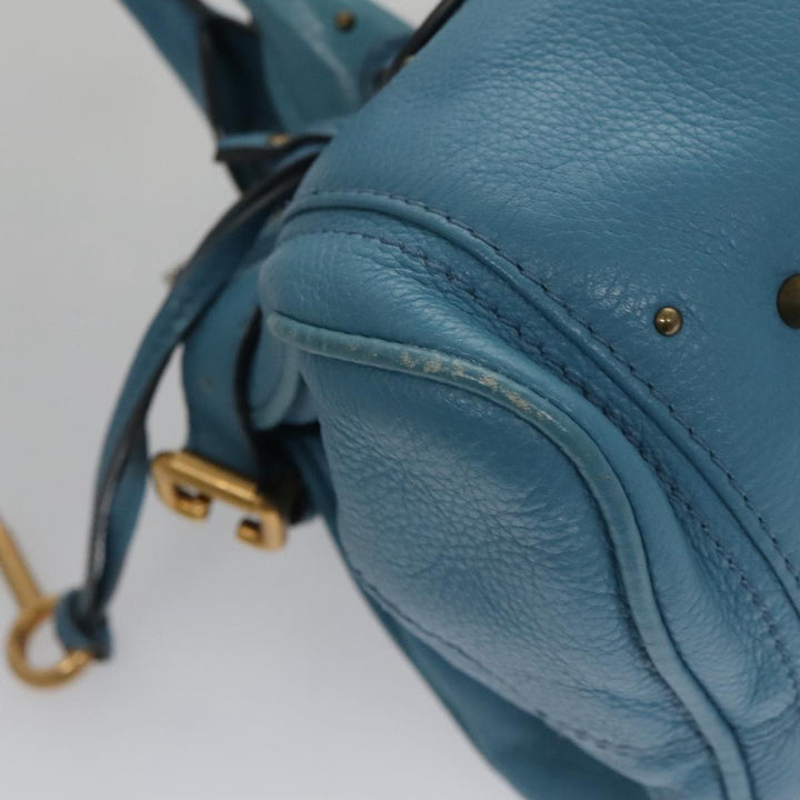 Chloe Paddington Hand Bag Leather Blue Gold Silver 103864