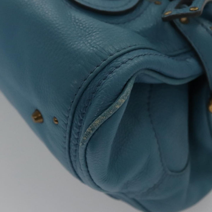 Chloe Paddington Hand Bag Leather Blue Gold Silver 103864