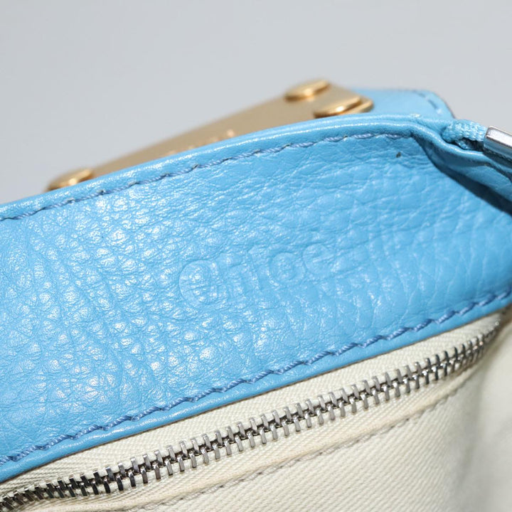 Chloe Paddington Hand Bag Leather Blue Gold Silver 103864