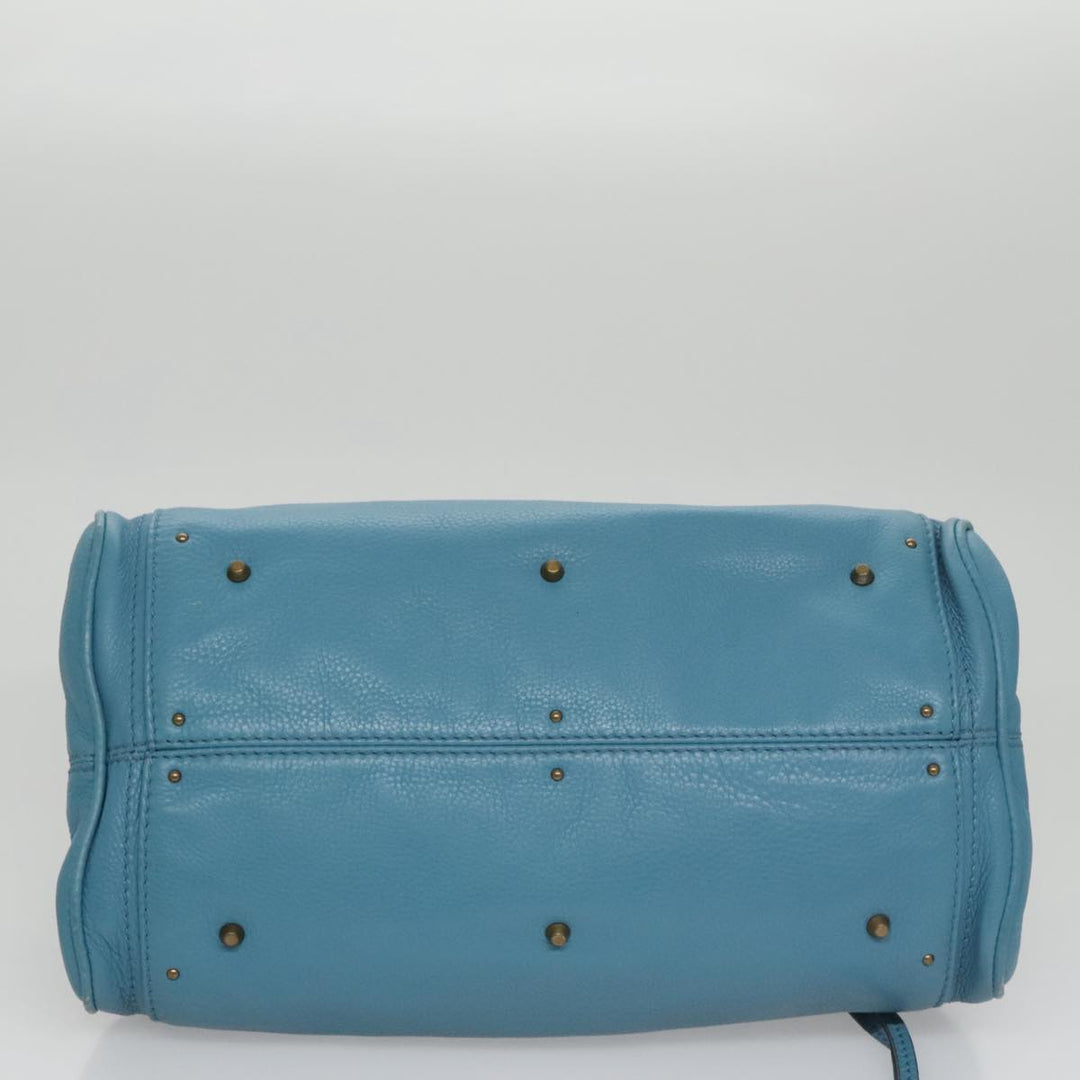 Chloe Paddington Hand Bag Leather Blue Gold Silver 103864