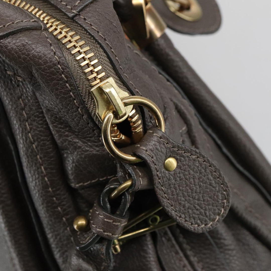 Chloe Paraty Shoulder Bag Leather Brown Gold 103875