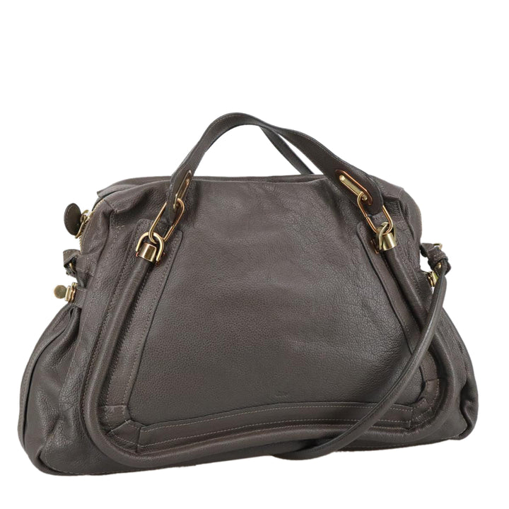Chloe Paraty Shoulder Bag Leather Brown Gold 103875