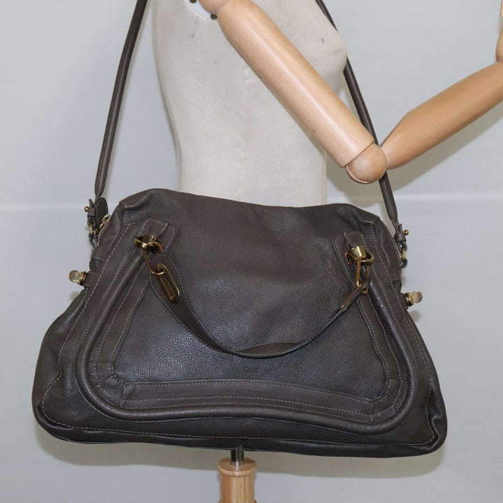 Chloe Paraty Shoulder Bag Leather Brown Gold 103875